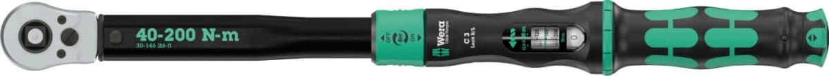 Wera 05075695001 Click-Torque Lock C3 R/L Draaimomentsleutel Met Omschakelratel - 40-200 Nm - 1/2"- Rechts/Links