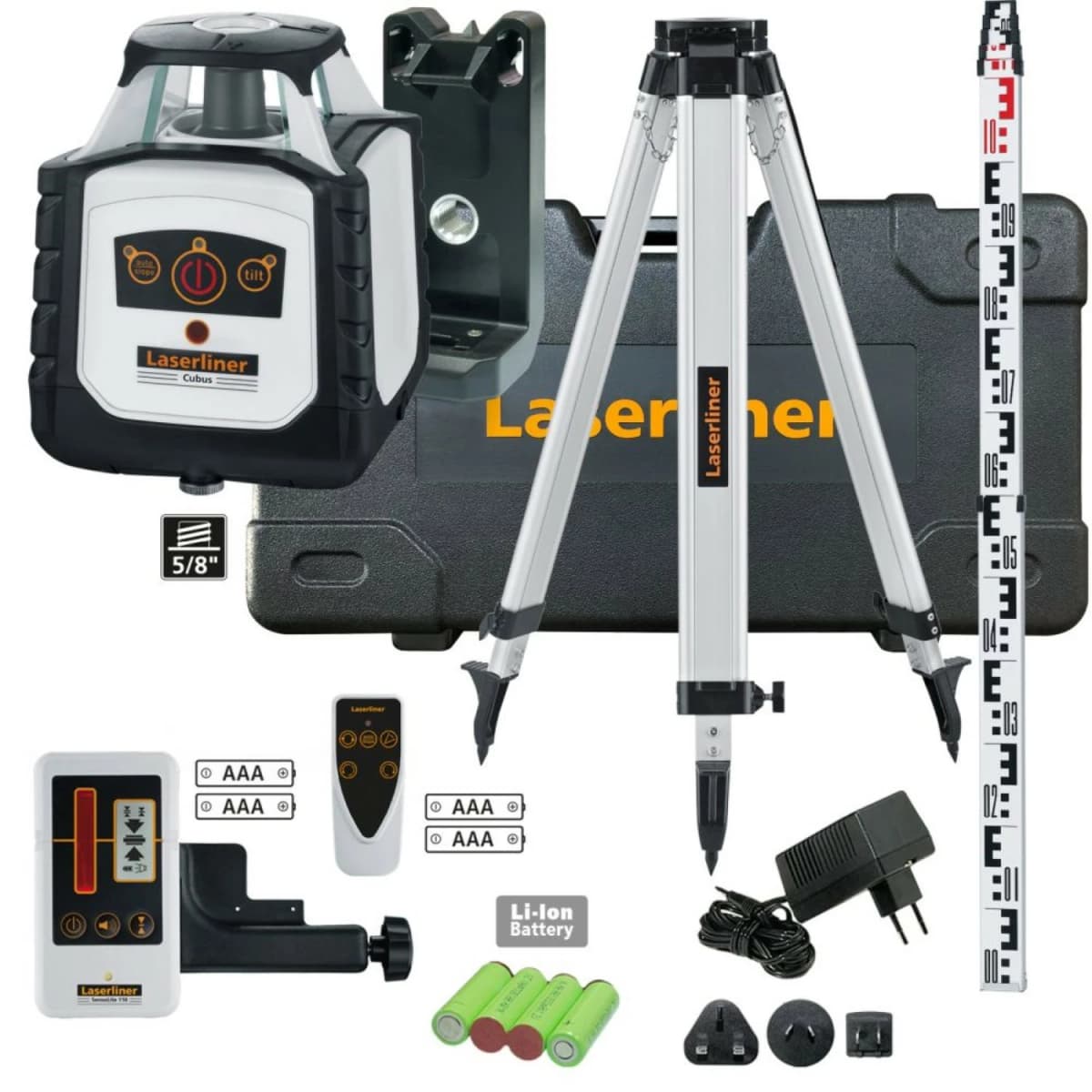 Laserliner Cubus 110 S Rotatielaser Set Incl. Statief En Koffer - Rood - 200 M thumbnail 2