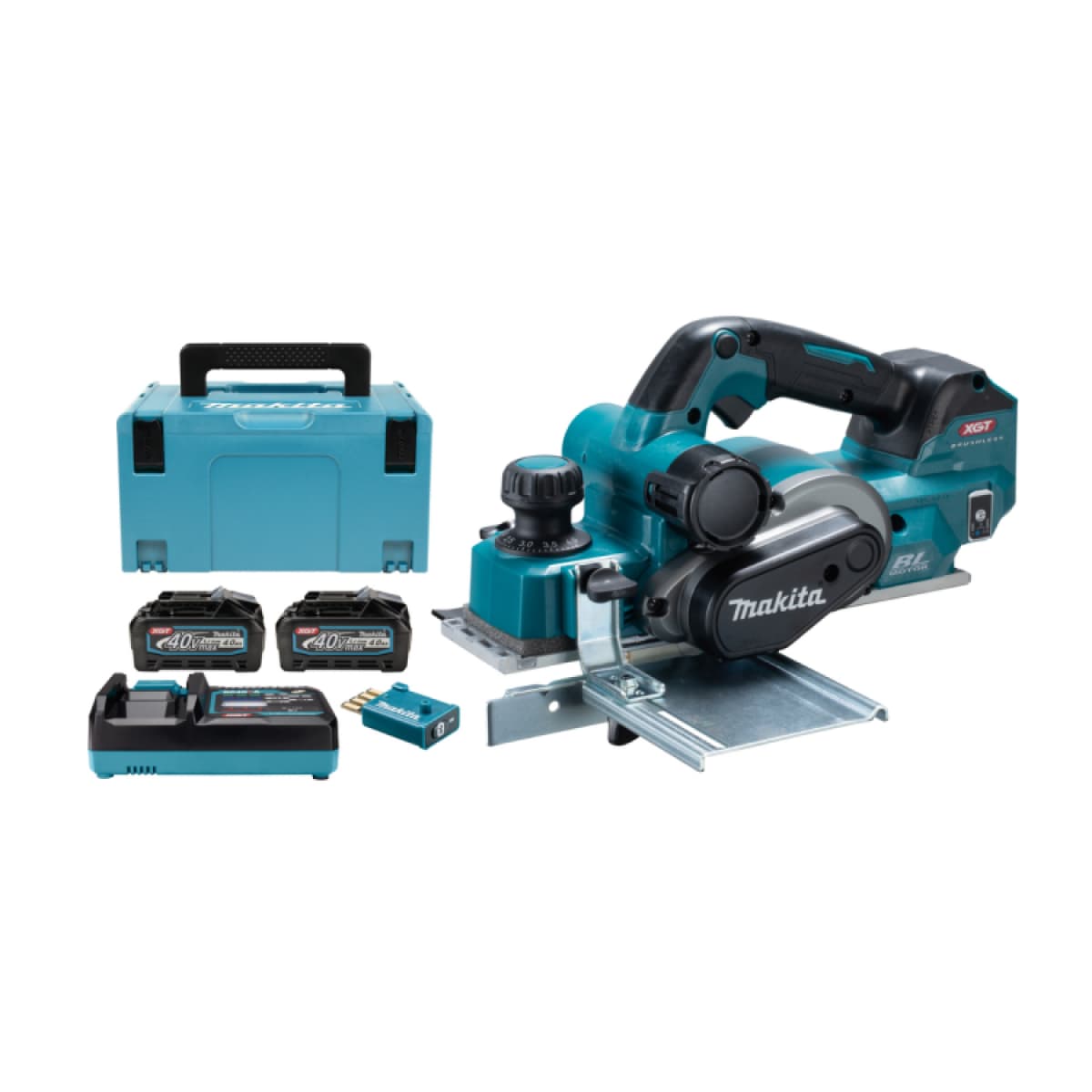 Makita KP001GM202 40V Max Li-Ion Accu Schaafmachine Set (2x 4,0Ah) Incl. AWS Zender In Mbox - 82mm