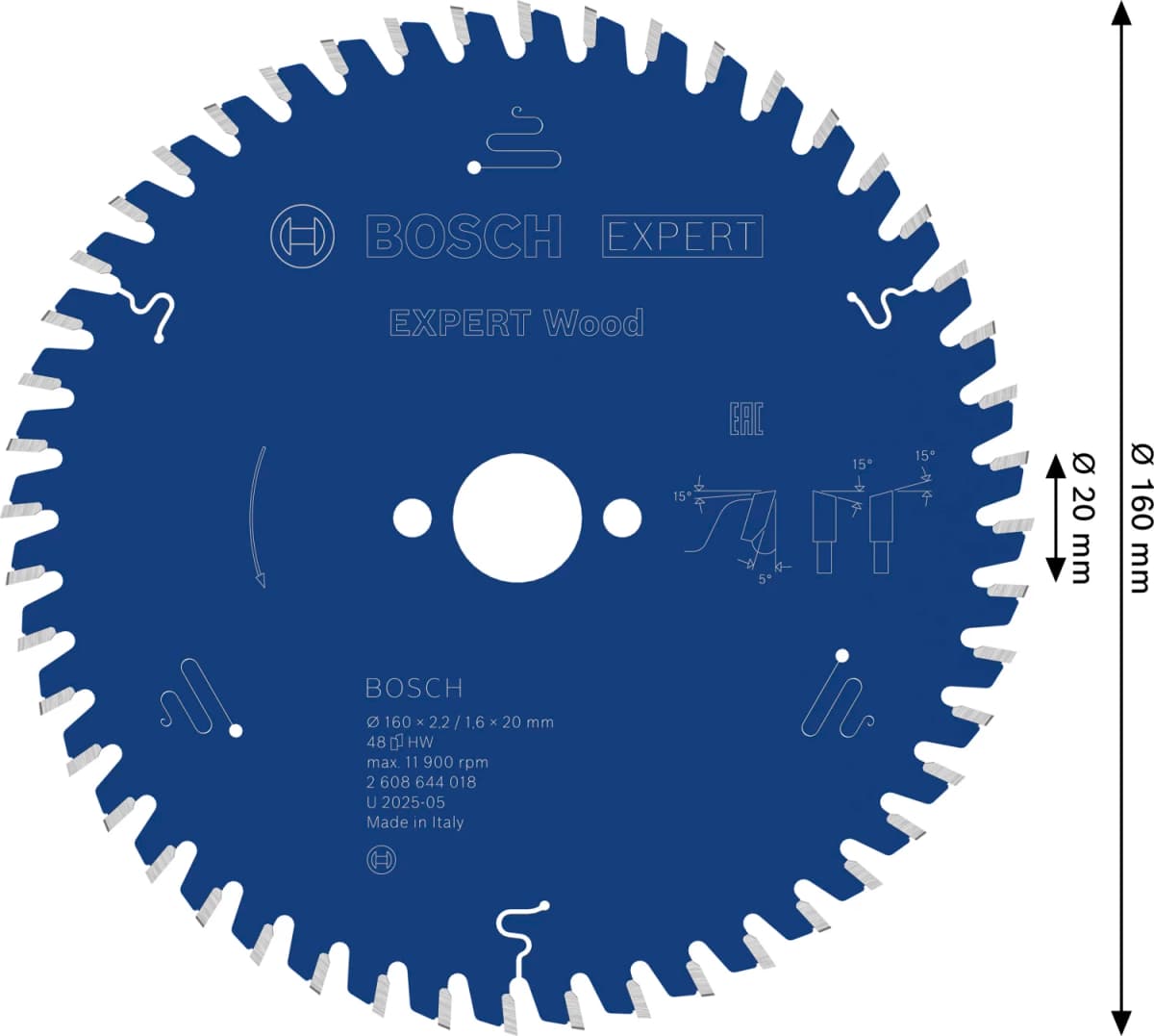 Bosch 2608644018 Expert Cirkelzaagblad - 160 X 20 X 48T - Hout - Carbide thumbnail 4