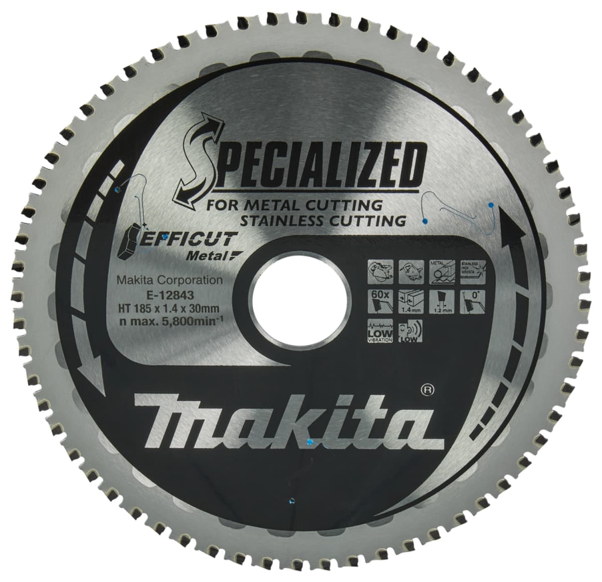 Makita E-12843 Efficut Cirkelzaagblad RVS/Staal - 185x30x1,4mm 60T