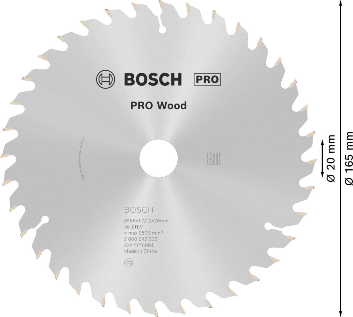Bosch 2608642602 Optiline Cirkelzaagblad - 165 X 20 X 36T - Hout thumbnail 4