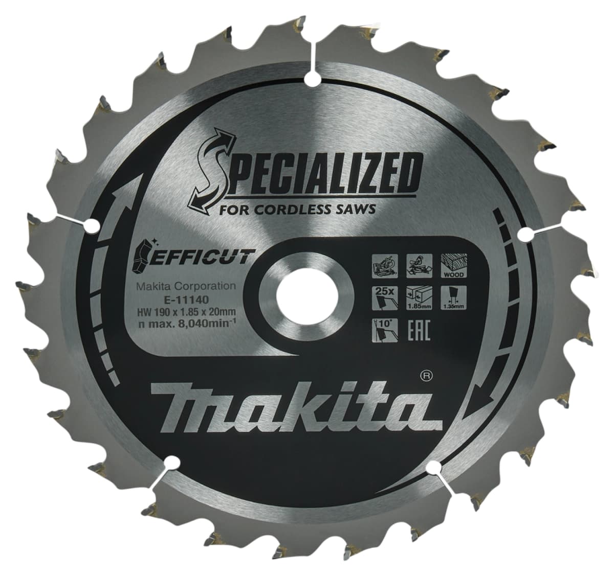 Makita E-11140 Efficut Cirkelzaagblad Hout - 190x20x1,85mm 25T