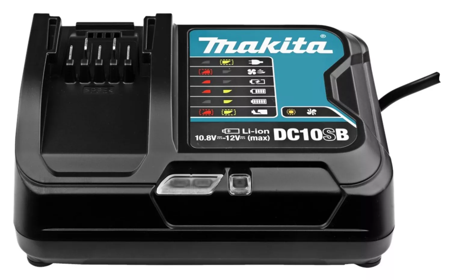 Makita DC10SB 10.8V - 12V Li-Ion Schuifaccu Oplader thumbnail 2