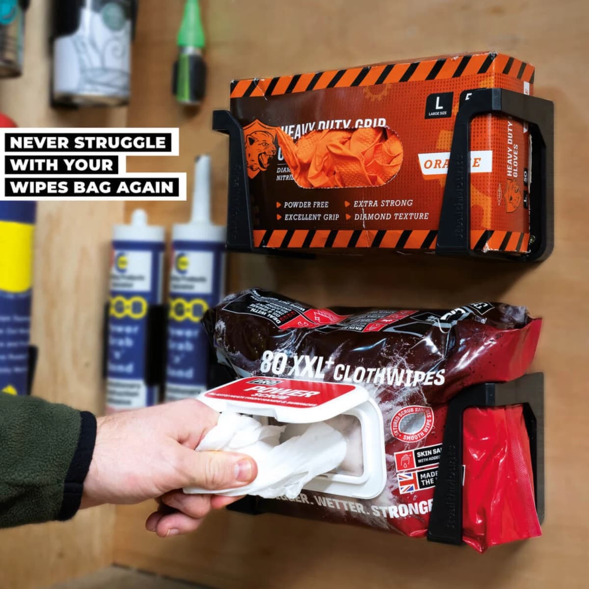 StealthMounts OM-WH-BLK-2 Wipe / Handschoen Doos / EHBO Kit Houder - Zwart - 2 Stuks thumbnail 2