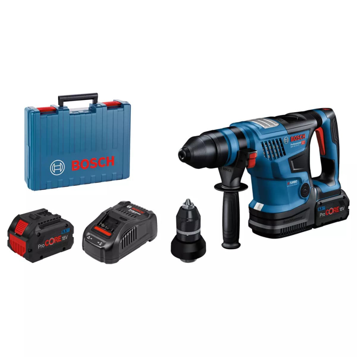 Bosch GBH 18V-34 CF 18V Li-Ion Accu BiTurbo SDS-Plus Boorhamer Set (2x 5,5Ah) In Koffer - 5,8J - Koolborstelloos