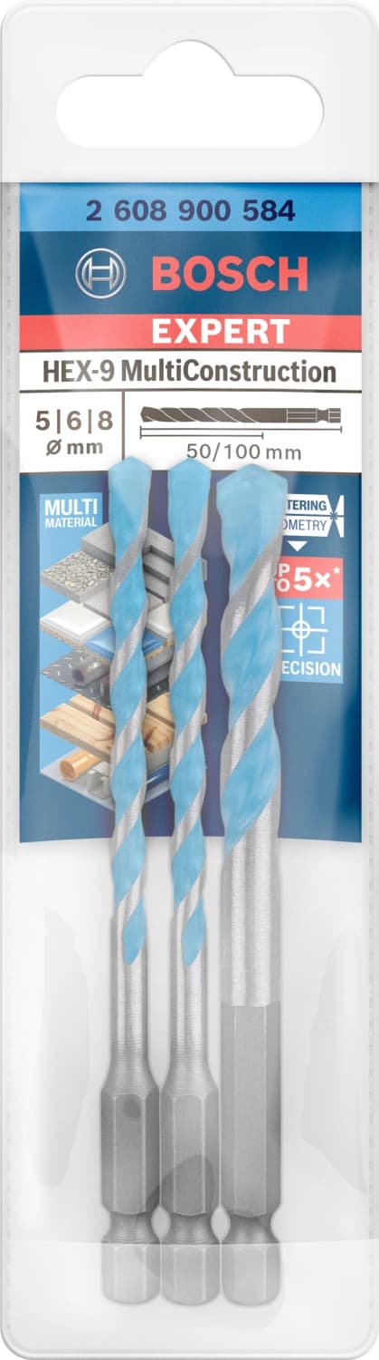 Bosch 2608900584 EXPERT 3-delige HEX-9 MultiConstruction Borenset - 5/6/8mm thumbnail 2