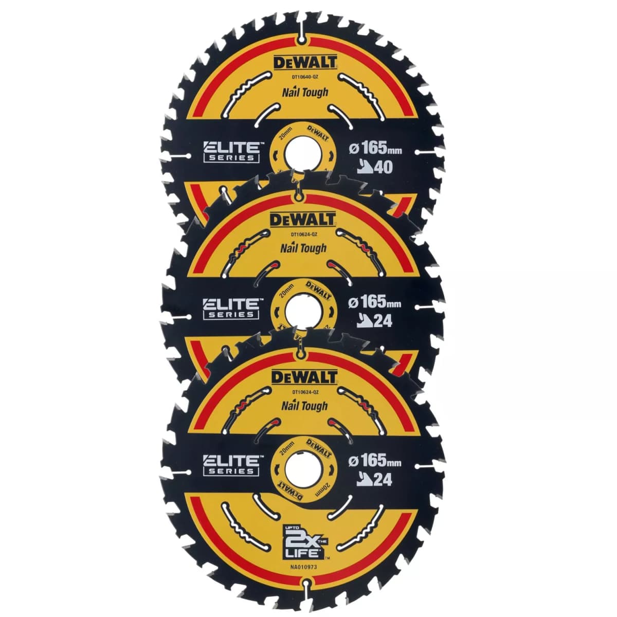 DeWALT DT10397 Constructie Cirkelzaagbladen Set - 165 X 20 X 24T X 24T X 40T - Hout