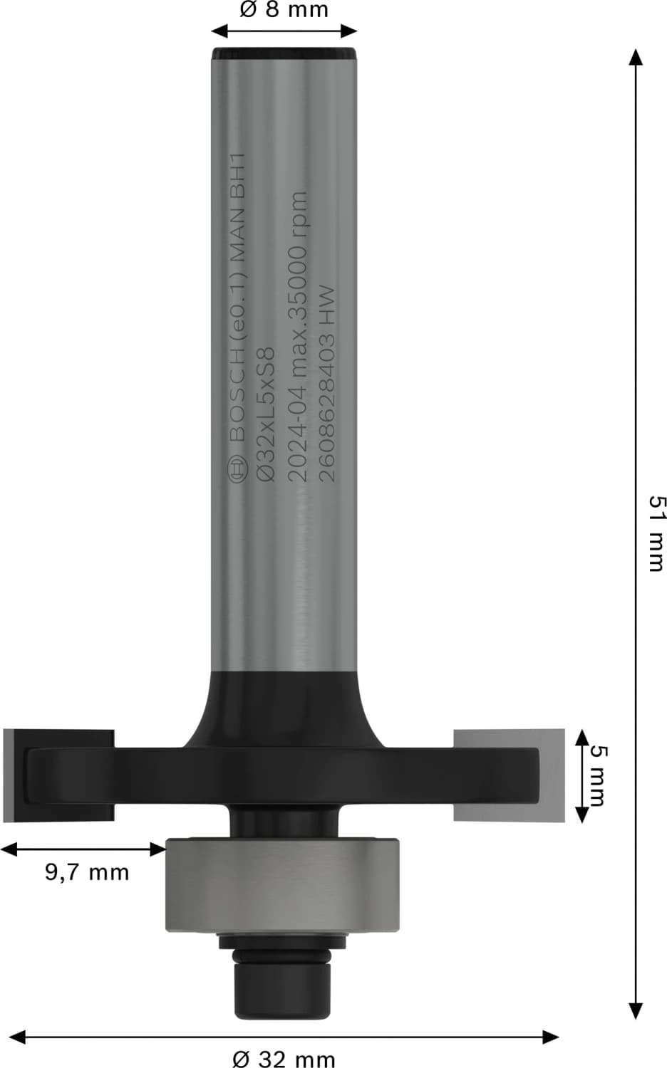 Bosch 2608628403 Groeffrees - 32 X 5mm thumbnail 4
