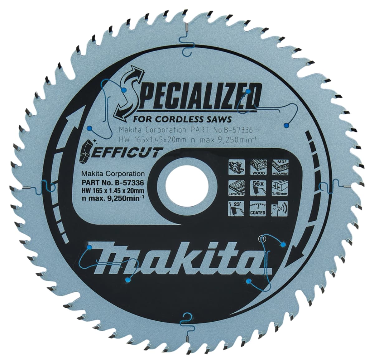 Makita B-57336 Cirkelzaagblad - Efficut 165x20x1,45 56T - Hout