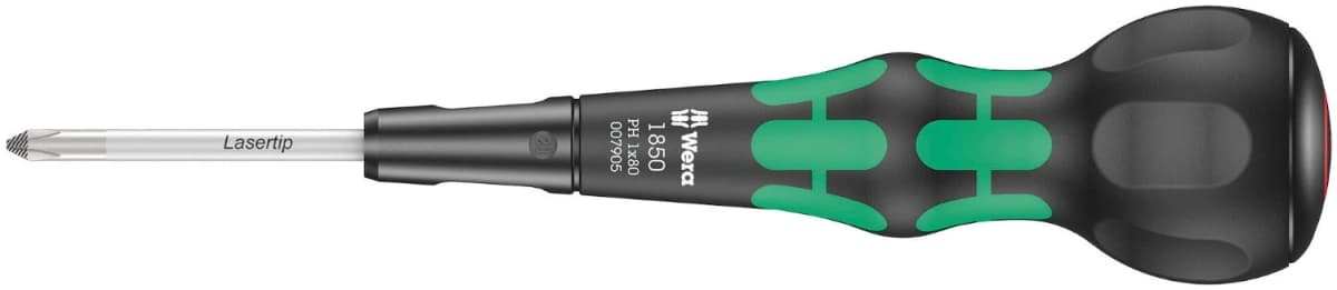 Wera 05007905001 1850 PH Kraftform Ball-Grip Kruiskopschroevendraaier Werkplaatskling - PH 1 X 80mm