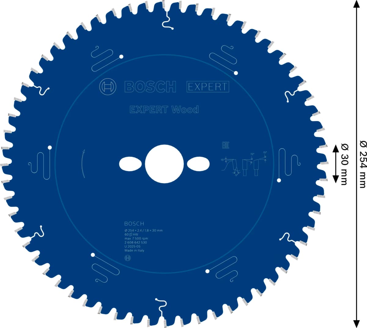 Bosch 2608642530 Expert Cirkelzaagblad - 254 X 30 X 60T - Hout - Carbide thumbnail 4