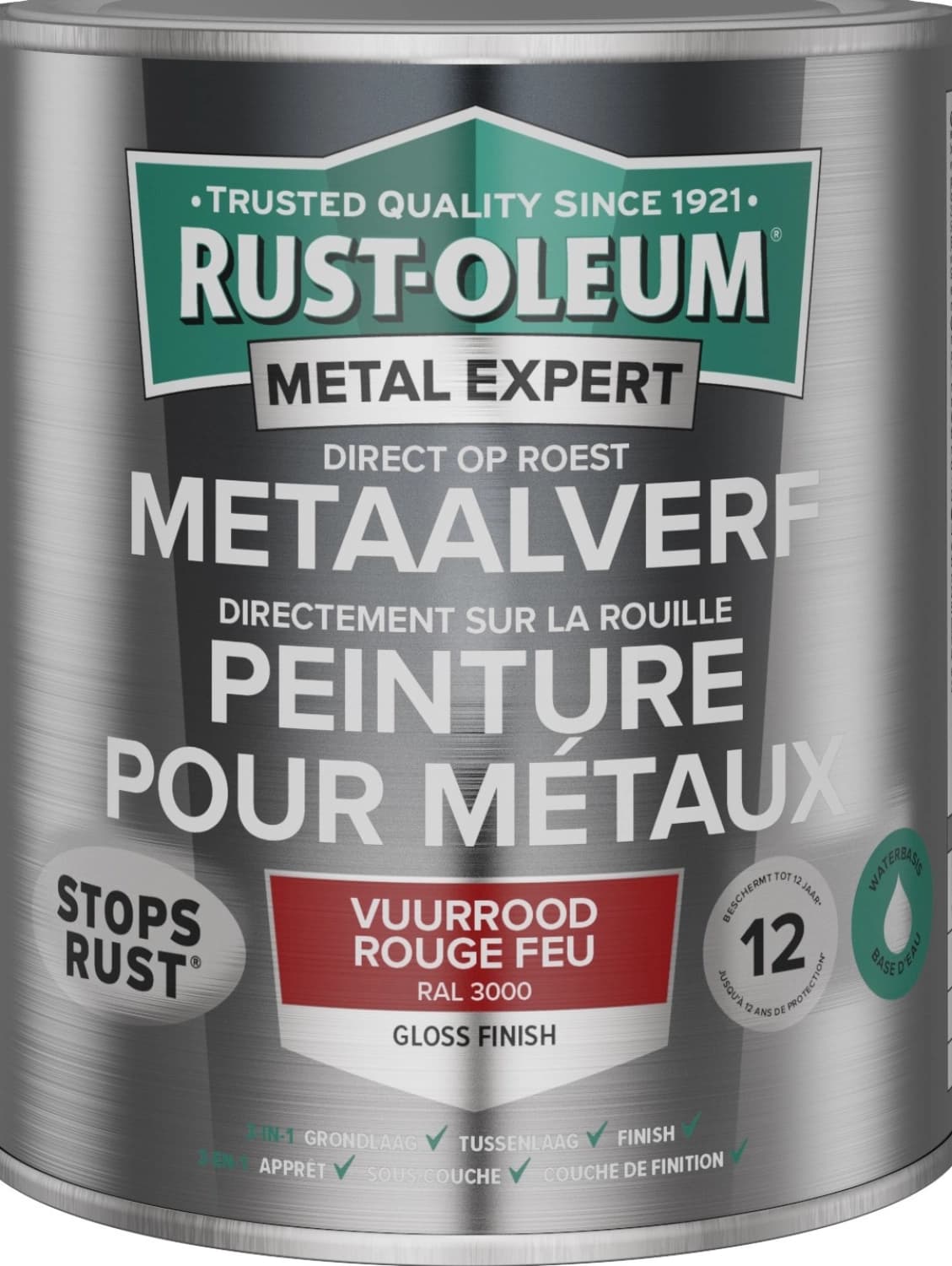 Rust-Oleum MetalExpert Watergedragen - RAL 3000 Vuurrood - 0,75L