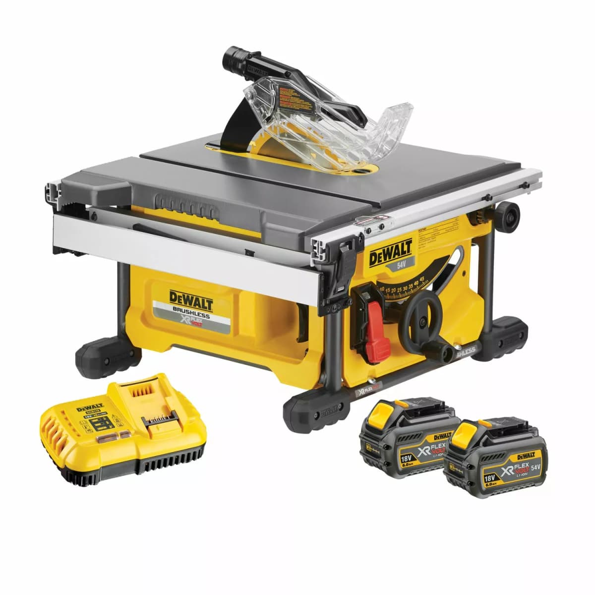 DeWALT DCS7485T2-QW 54V Li-ion XR FlexVolt Accu Tafelzaag Set (2x 6.0Ah) - 210 X 30mm - Koolborstelloos