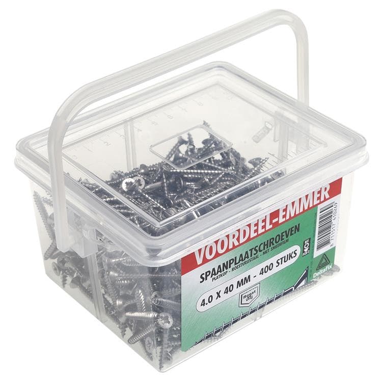 Deltafix Spaanplaatschroeven RVS 4.0 x 40mm - 400 Stuks