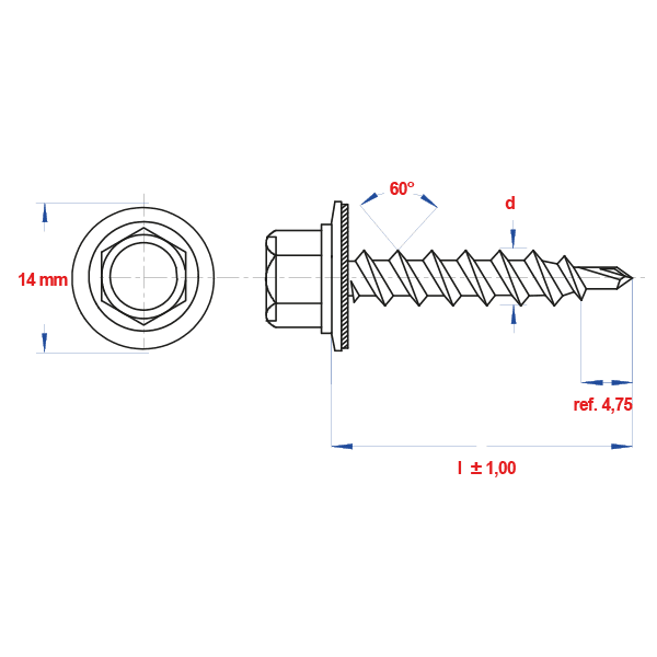 Damwandschroef 35mm Ral 8019 thumbnail 3