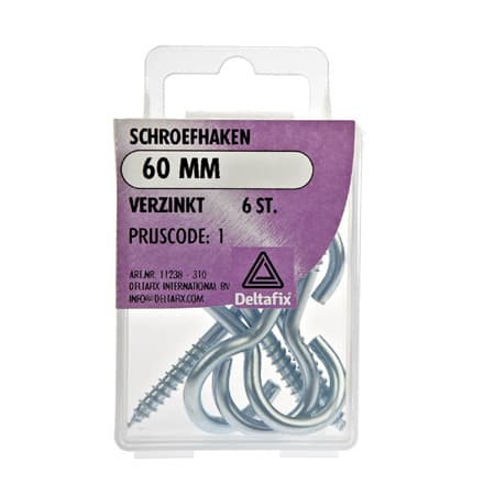 Deltafix Schroefhaken verzinkt 60 mm 6 stuks