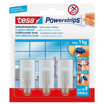 Tesa Powerstrips Haak 1,4 x 3,4cm - 3 Stuks