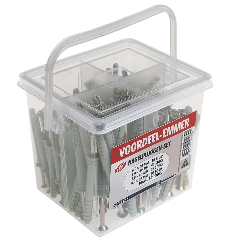 Deltafix Voordeel-emmer Nagel- Slagpluggen Set 135 Stuks