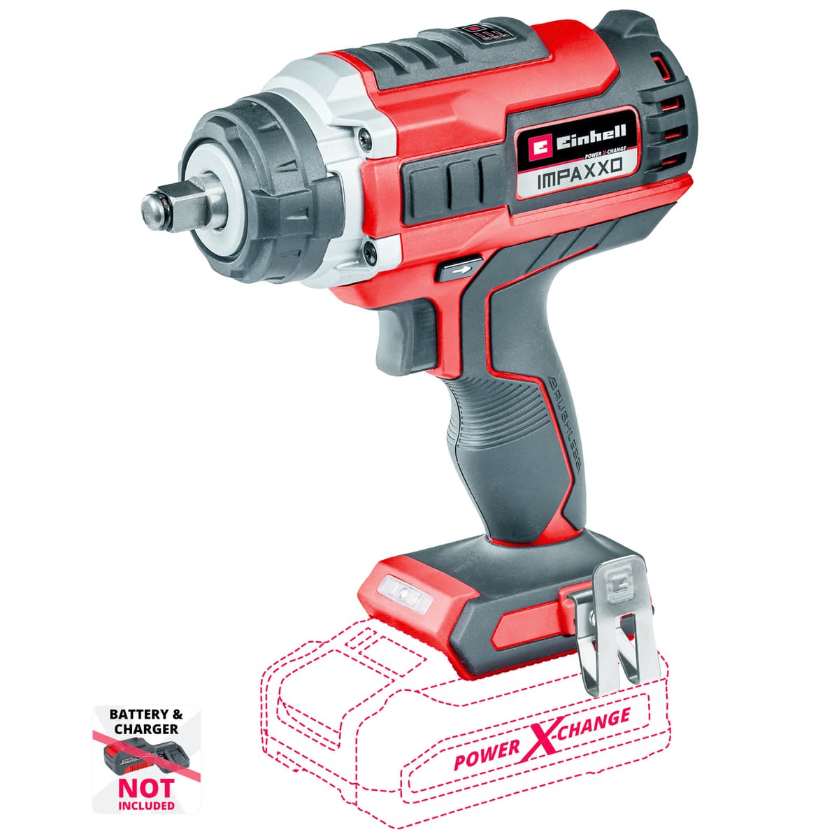 Einhell IMPAXXO 18/400 BL Solo– Accu Slagmoersleutel – 400Nm – Brushless – 3 Snelheden – LED – Incl. Bitadapter&Moerset thumbnail 3