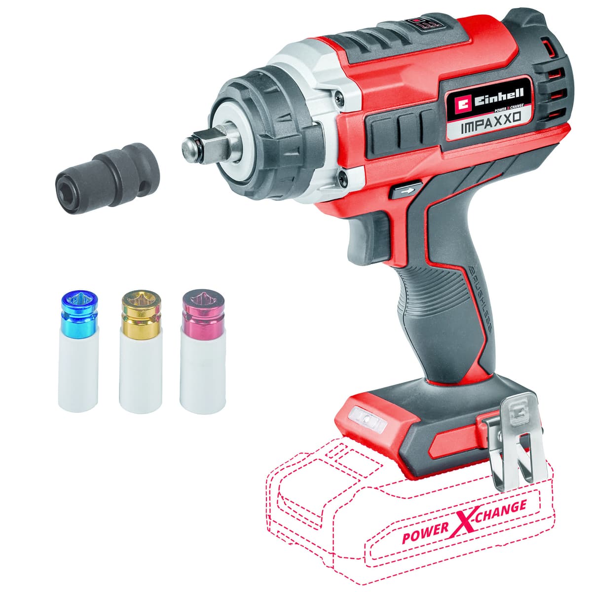 Einhell IMPAXXO 18/400 BL Solo– Accu Slagmoersleutel – 400Nm – Brushless – 3 Snelheden – LED – Incl. Bitadapter&Moerset thumbnail 11