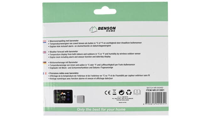Benson Weerstation met barometer in-en outdoor thumbnail 3