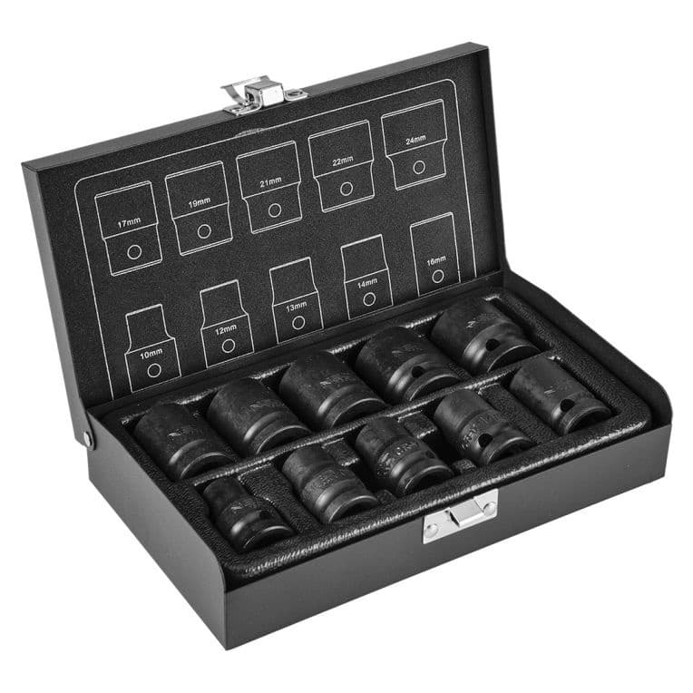 NEO Krachtdoppenset 10-delig 1/2"– Kort 10-24 mm | Professioneel thumbnail 3