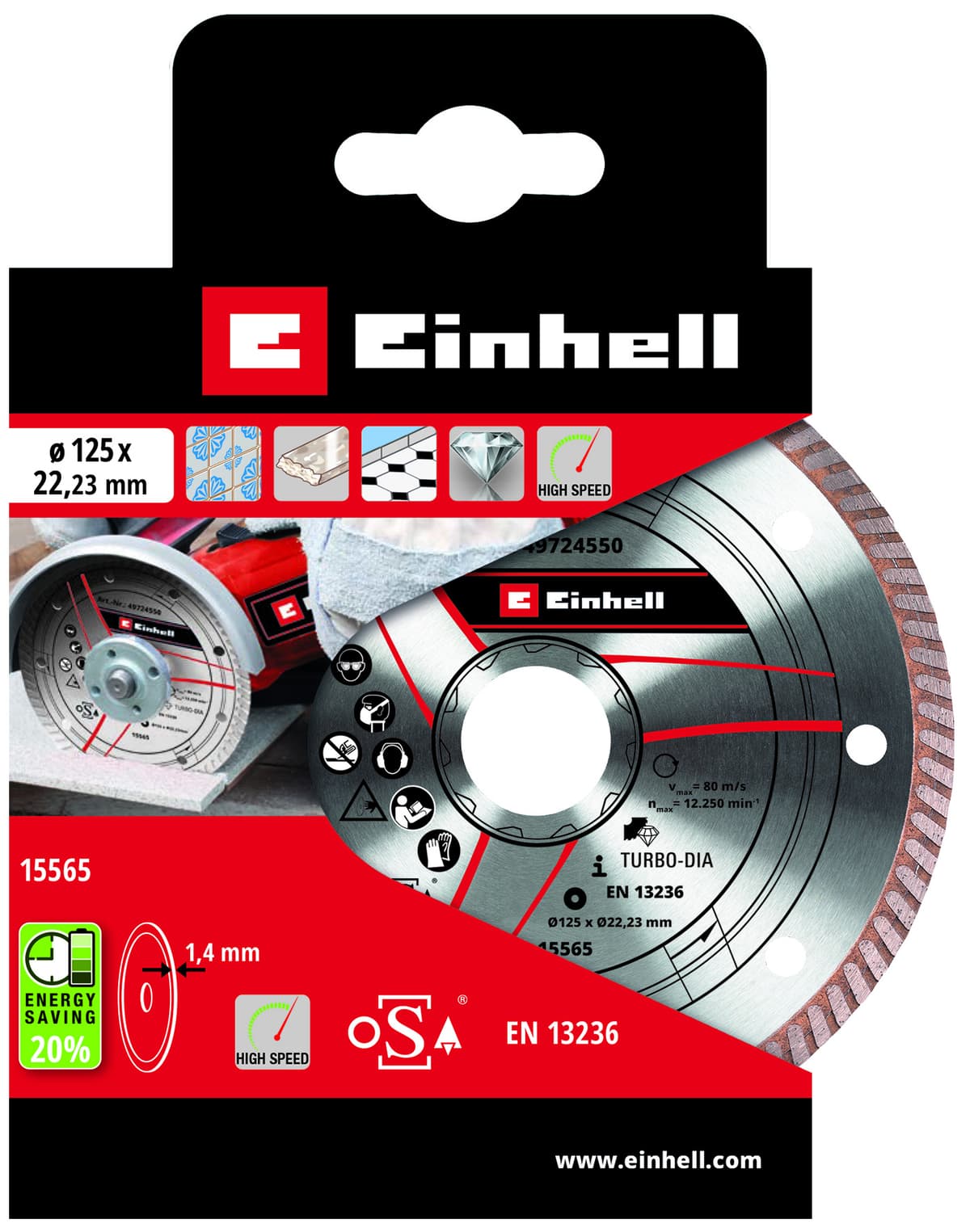 Einhell Diamantslijpschijf - 1 stuk -Ø125x22x1,2 mm thumbnail 4