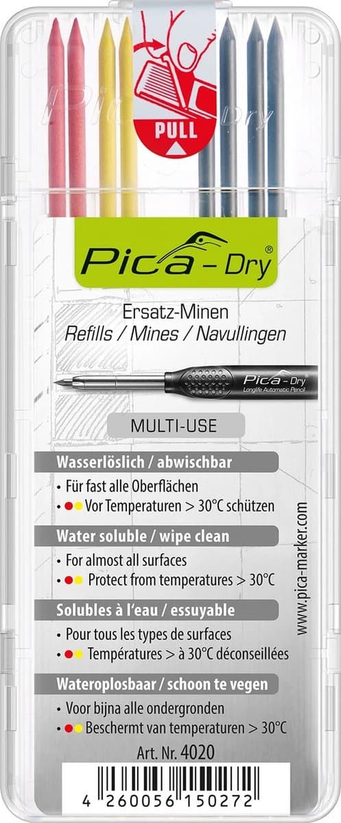Pica-Dry 4020 Navulling multikleur - 8 staafjes