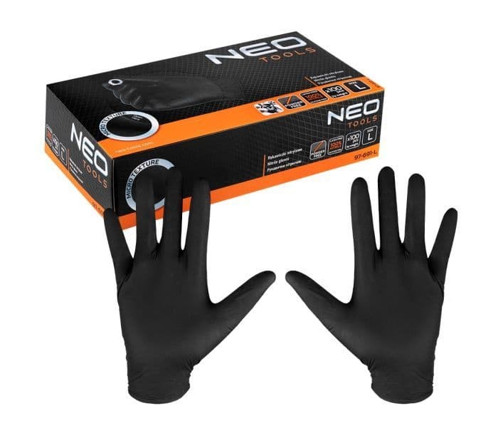Nitril handschoenen, zwart 100 stk, maat L