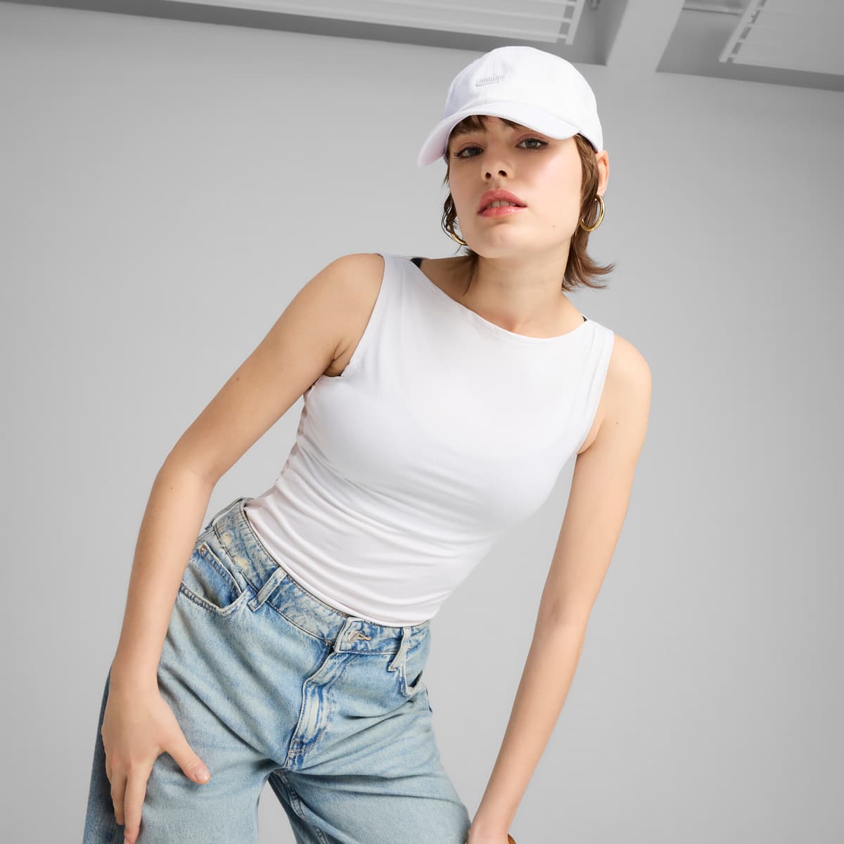 PUMA ESS No.1 Logo baseballpet met patch, Wit thumbnail 4