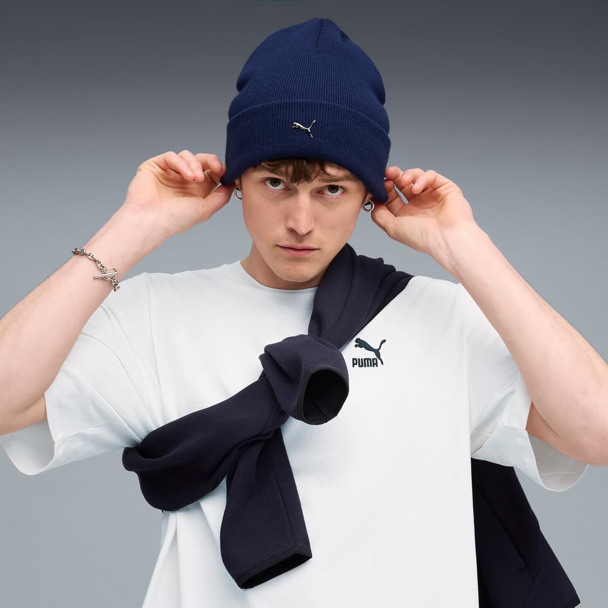 Metalen PUMA CAT beanie met hoge kroon, Blauw thumbnail 4