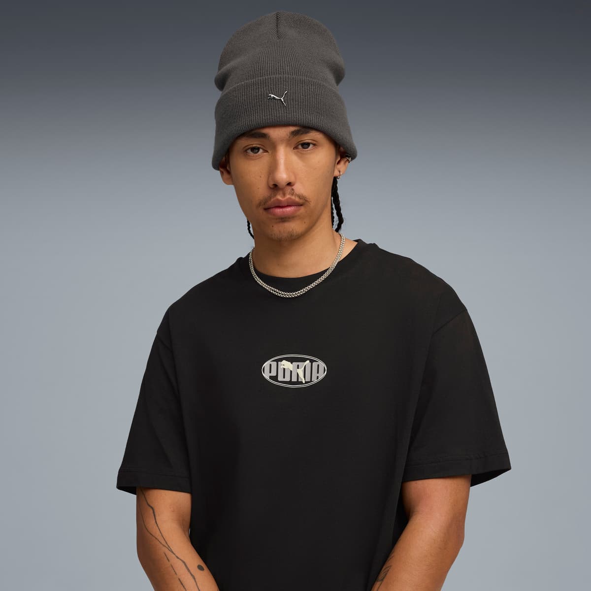 Metalen PUMA CAT beanie met hoge kroon, Grijs thumbnail 4