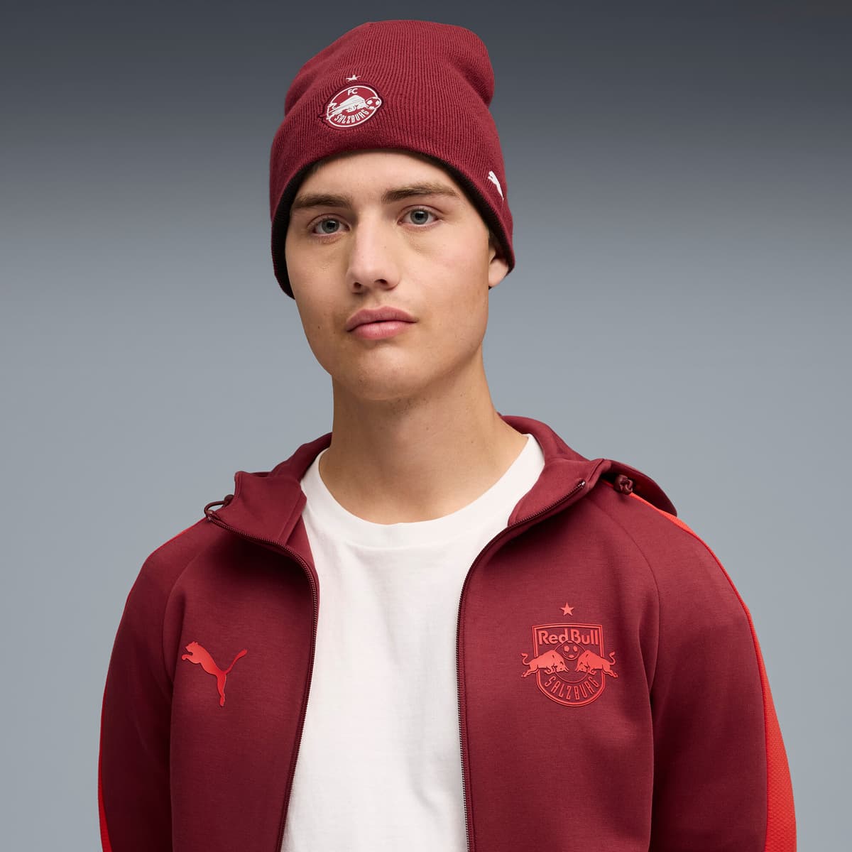 PUMA FC Rood Bull Salzburg omkeerbare beanie, Grijs/Rood thumbnail 5