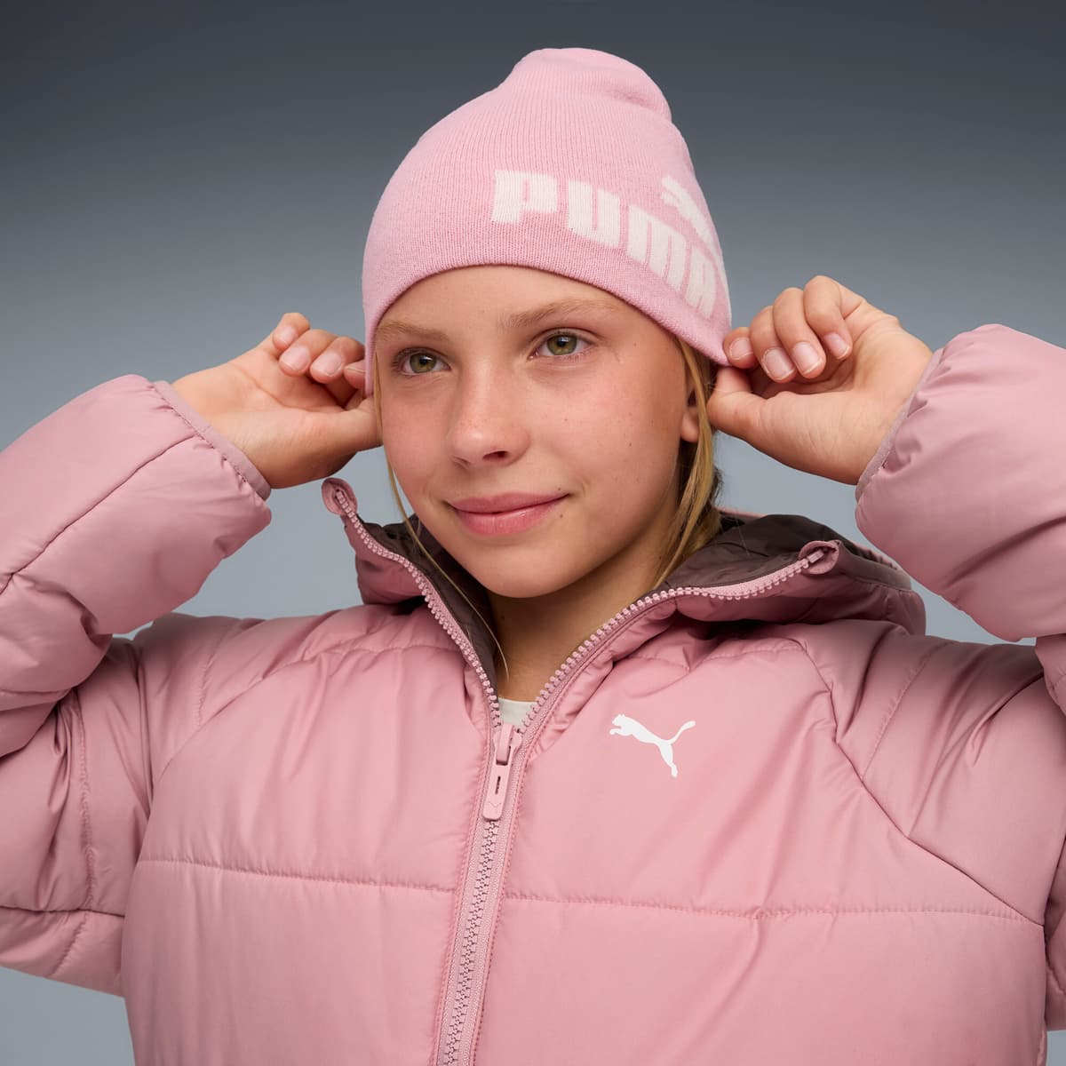 PUMA Essentials beanie met middelhoge kroon zonder boord, Roze thumbnail 5