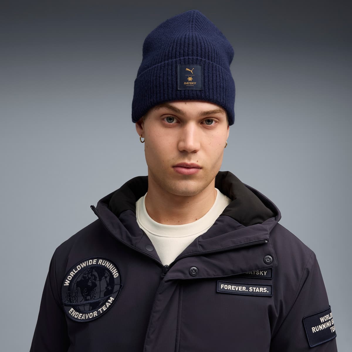 PUMA x SAYSKY beanie van merinowol, Blauw thumbnail 4