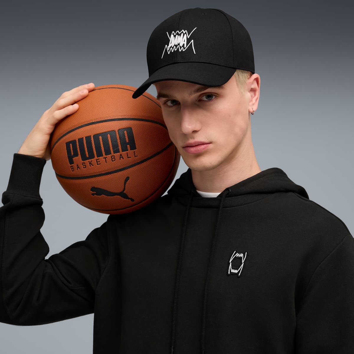 PUMA Basketbalpet met laag gebogen klep, Zwart thumbnail 4