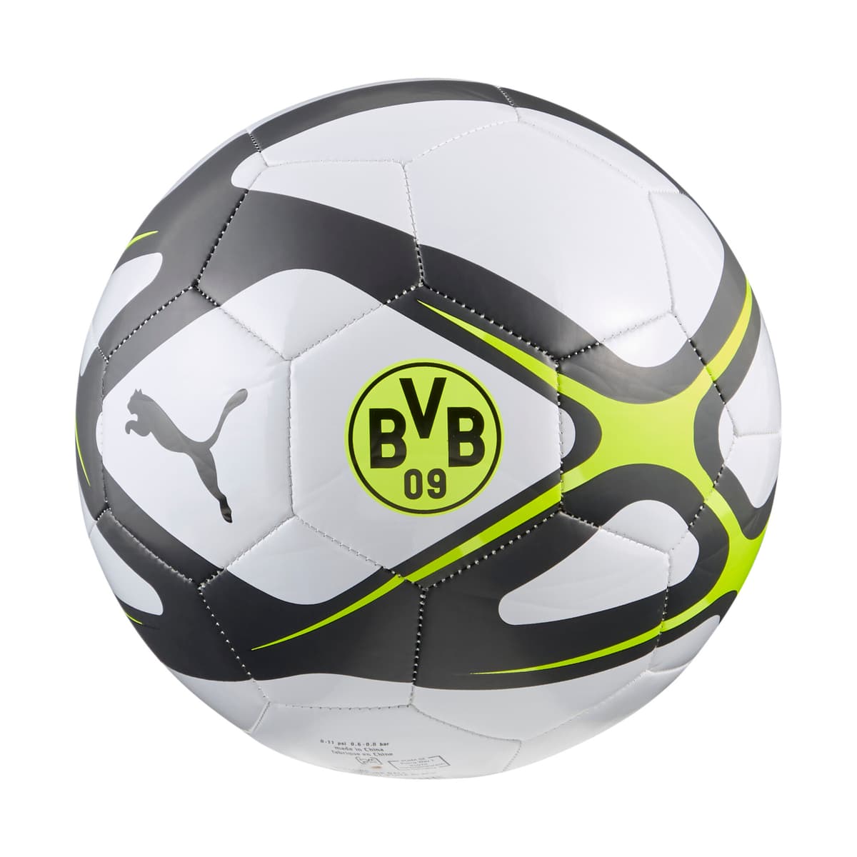 PUMA Borussia Dortmund CULTURE voetbal, Zwart/Zilver, Maat 5