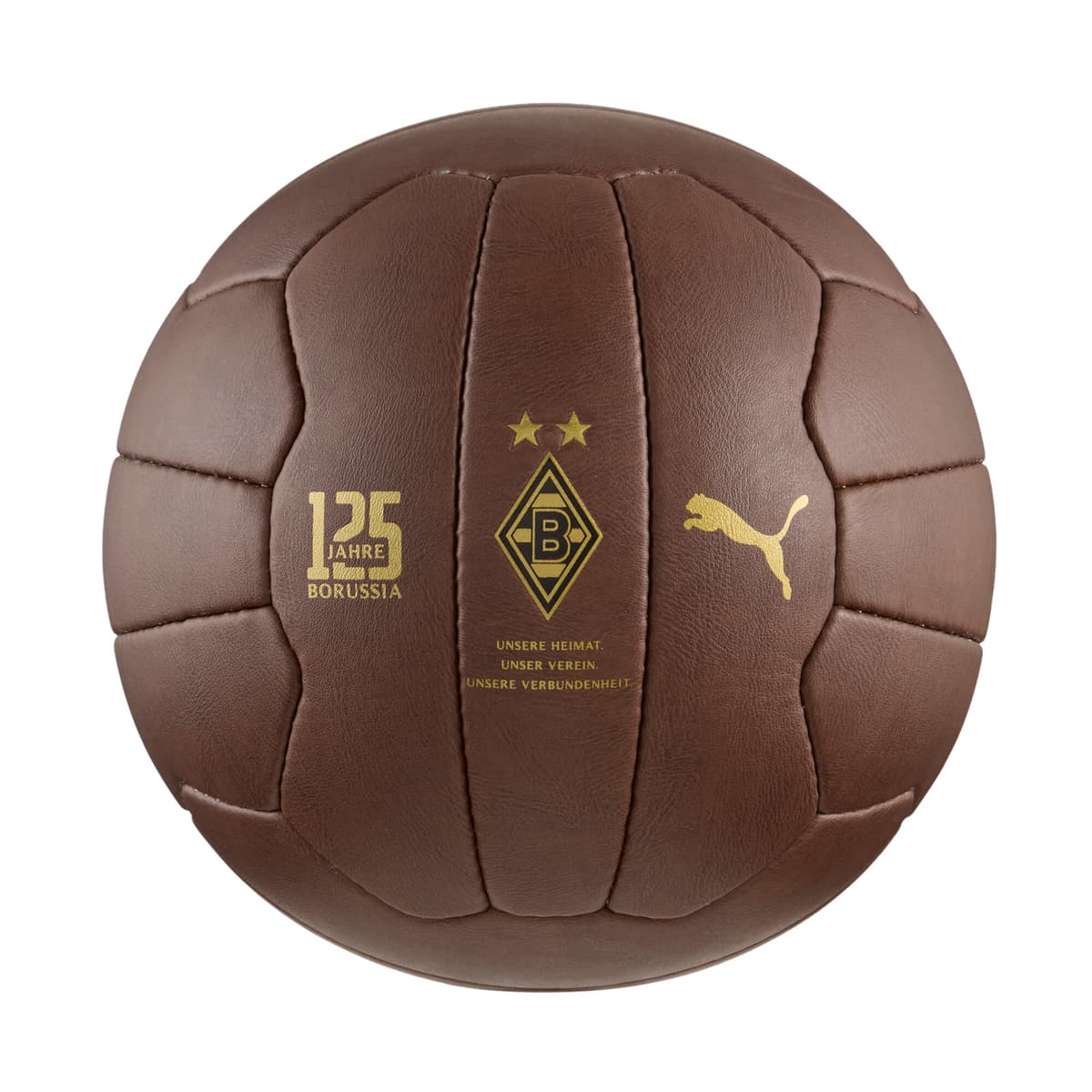 PUMA Borussia MÃ¶nchengladbach retrovoetbal 125-jarig jubileum, Zwart/Wit, Maat 5