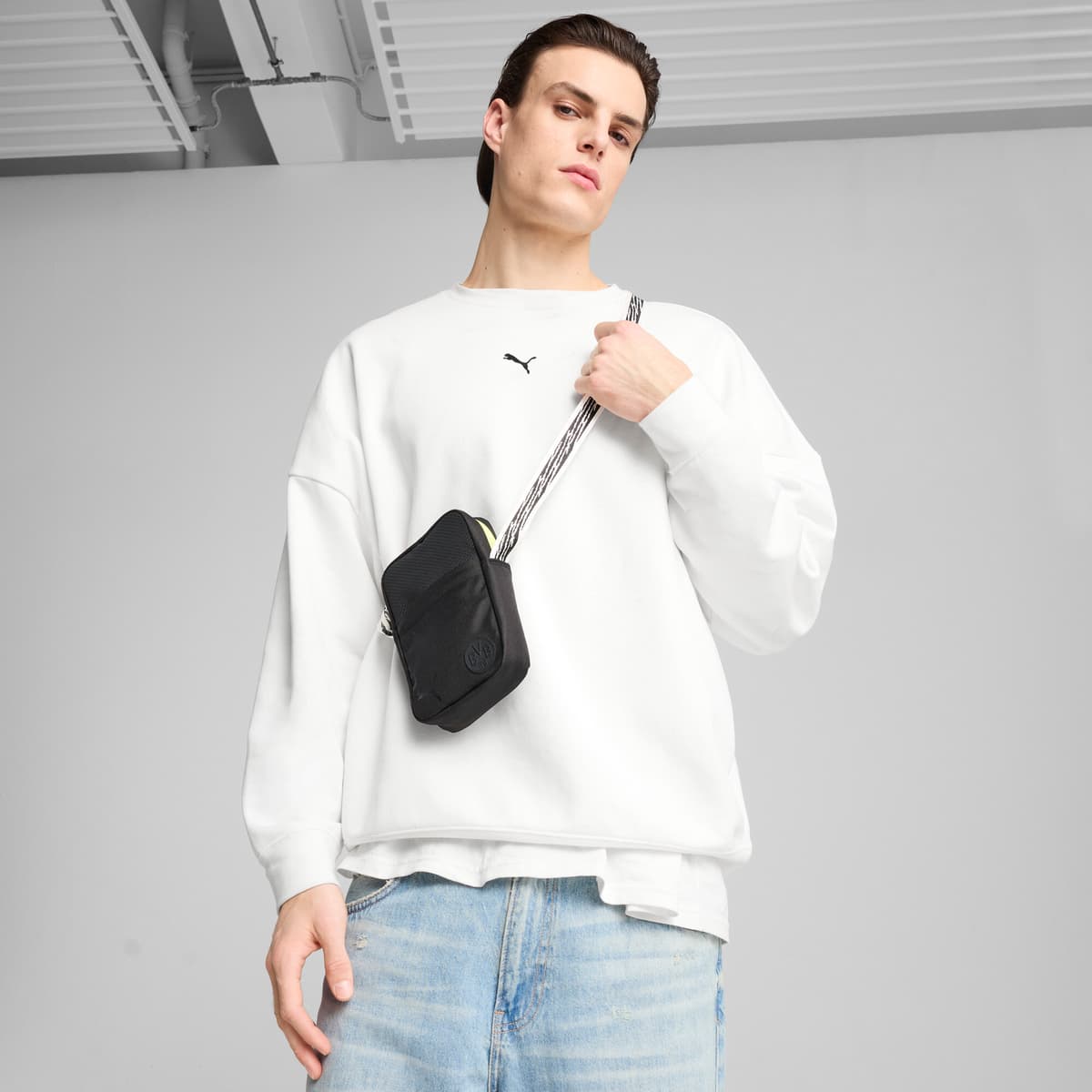 PUMA Borussia Dortmund crossbody-jubileumstas, Zwart thumbnail 5