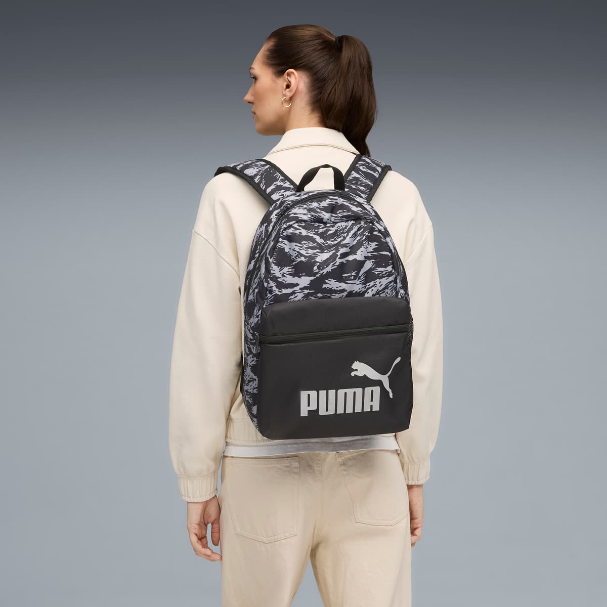 PUMA Phase 22 L rugzak met all-over-print, Zwart/Grijs thumbnail 5