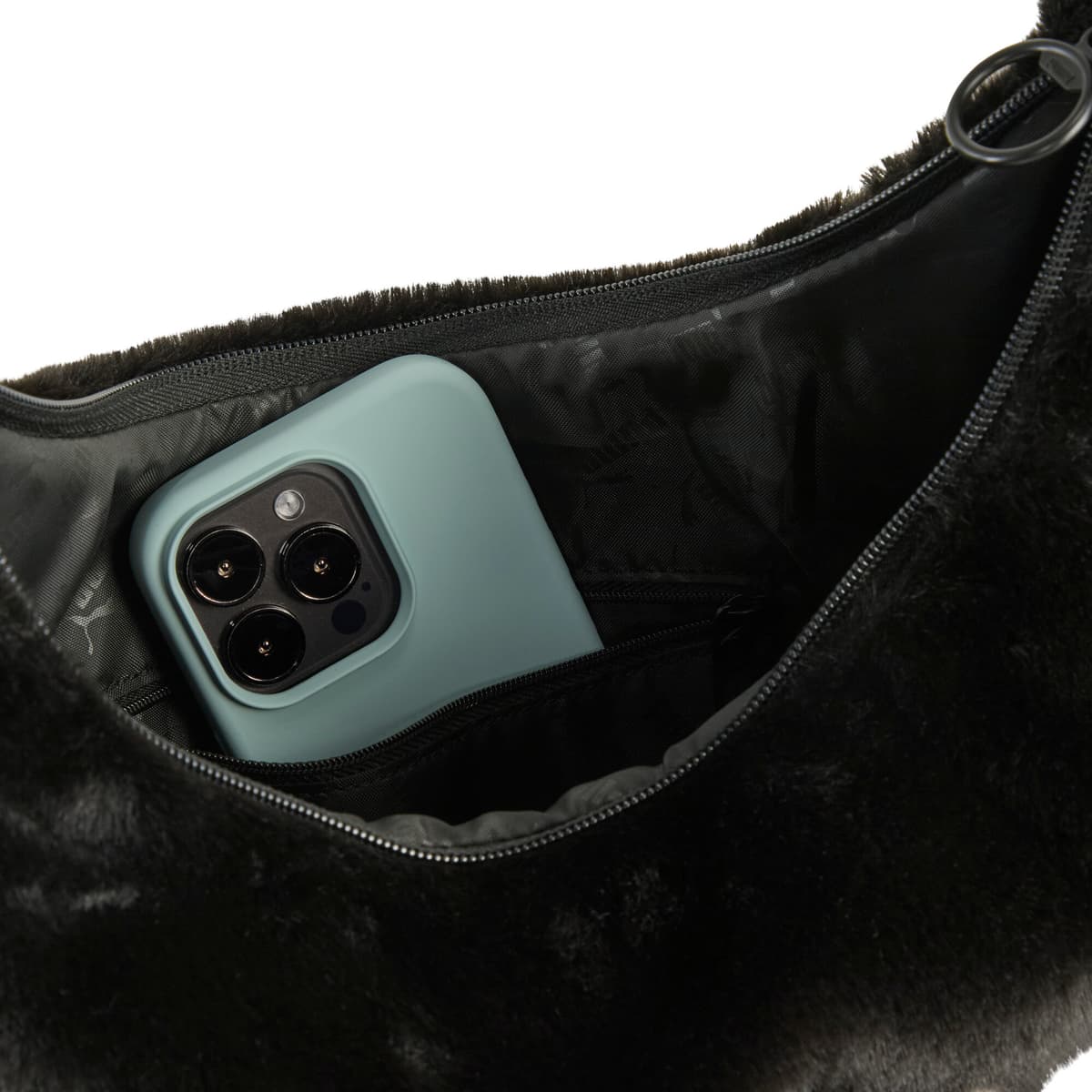 PUMA UP Slouchy hobotas van imitatiebont voor Dames, Zwart thumbnail 2