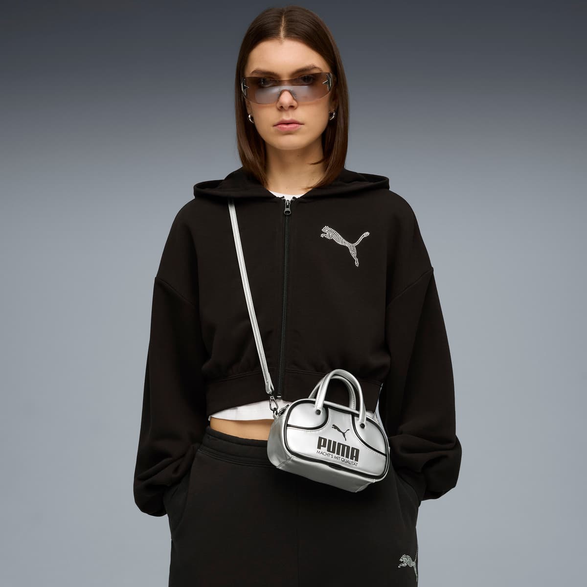 PUMA 1976 Metallic Micro sporttas van 2,5 liter, Zwart/Grijs thumbnail 4