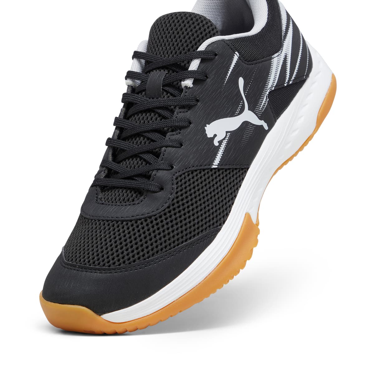 PUMA Varion II handbalschoenen, Zwart/Grijs/Geel, Maat 38,5 thumbnail 2