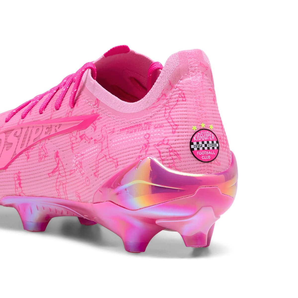 PUMA ULTRA 5 ULTIMATE x KIDSUPER FG voetbalschoenen, Roze, Maat 42,5 thumbnail 5