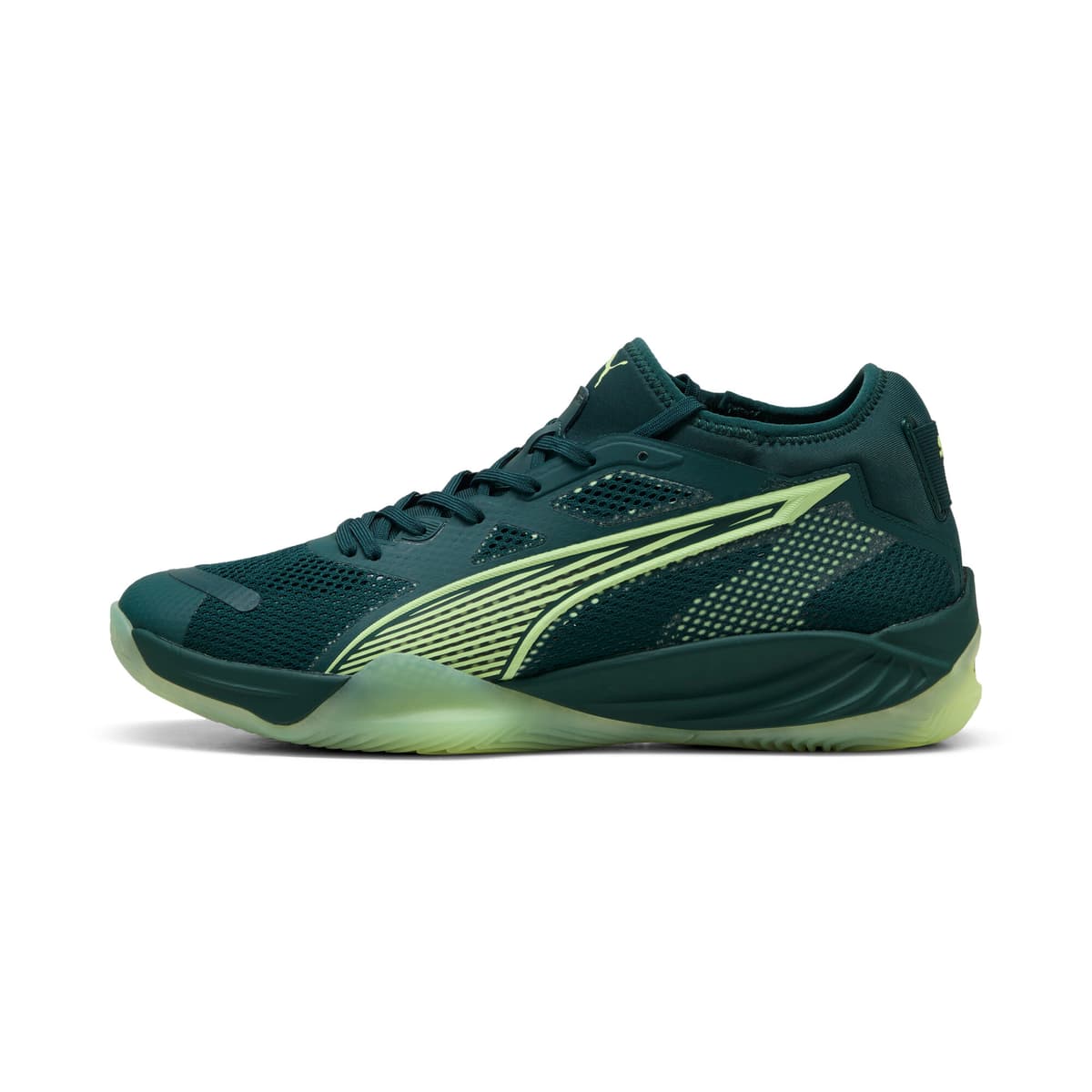 PUMA Eliminate NITROâ¢ SQD 4 handbalschoenen uniseks, Groen/Wit, Maat 44,5