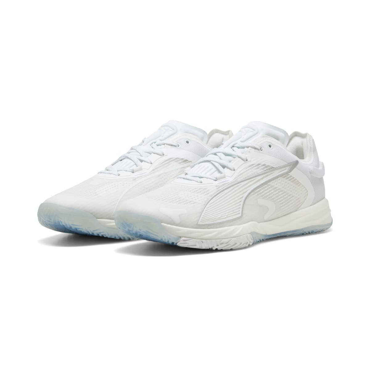 PUMA Accelerate NITROâ¢ SQD 4 uniseks handbalschoenen, Wit/Zilver, Maat 38,5 thumbnail 6