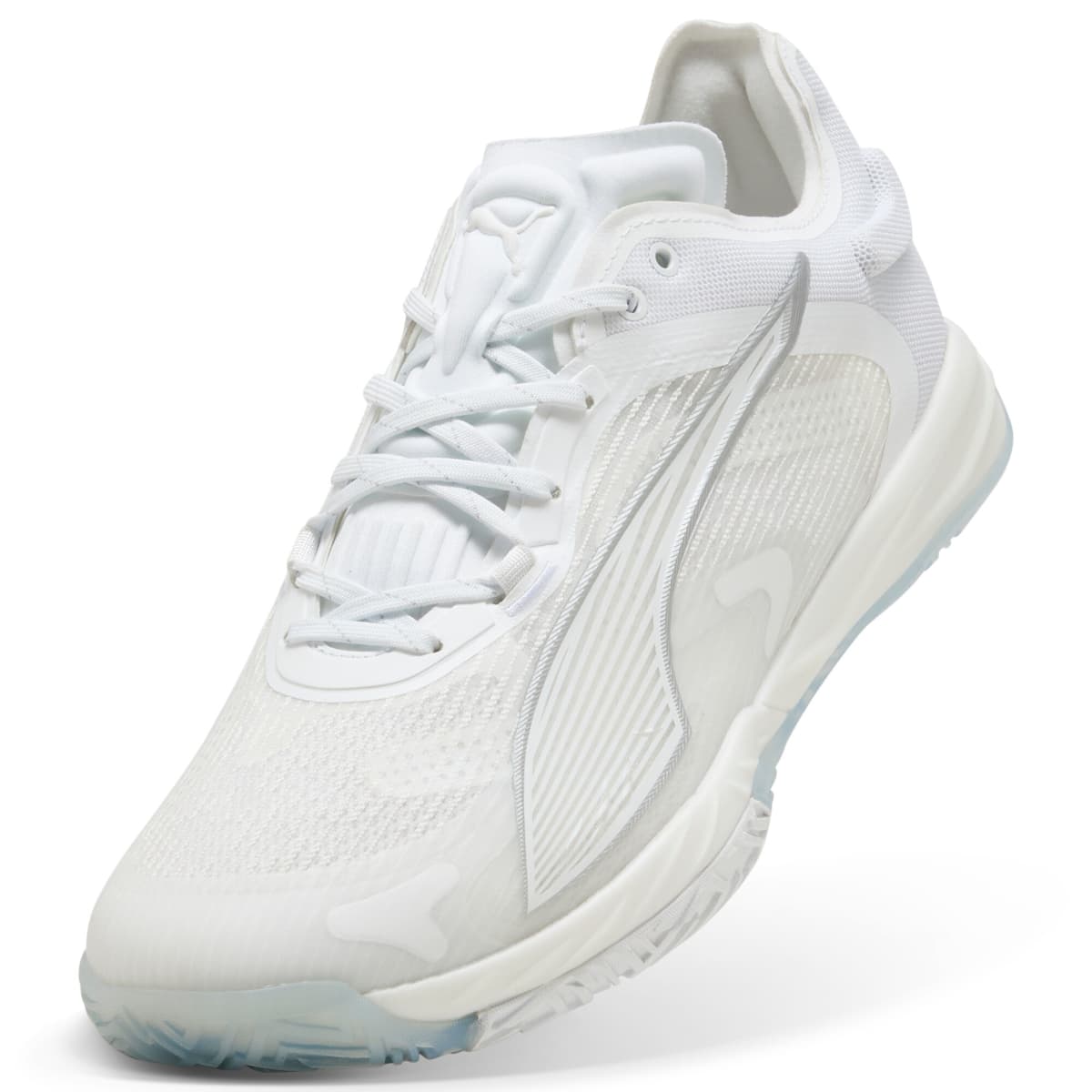 PUMA Accelerate NITROâ¢ SQD 4 uniseks handbalschoenen, Wit/Zilver, Maat 38,5 thumbnail 2