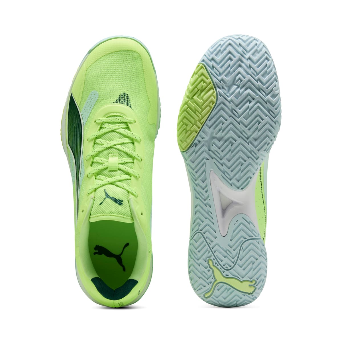 PUMA Accelerate Turbo 4 uniseks handbalschoenen, Groen/Wit, Maat 45 thumbnail 4