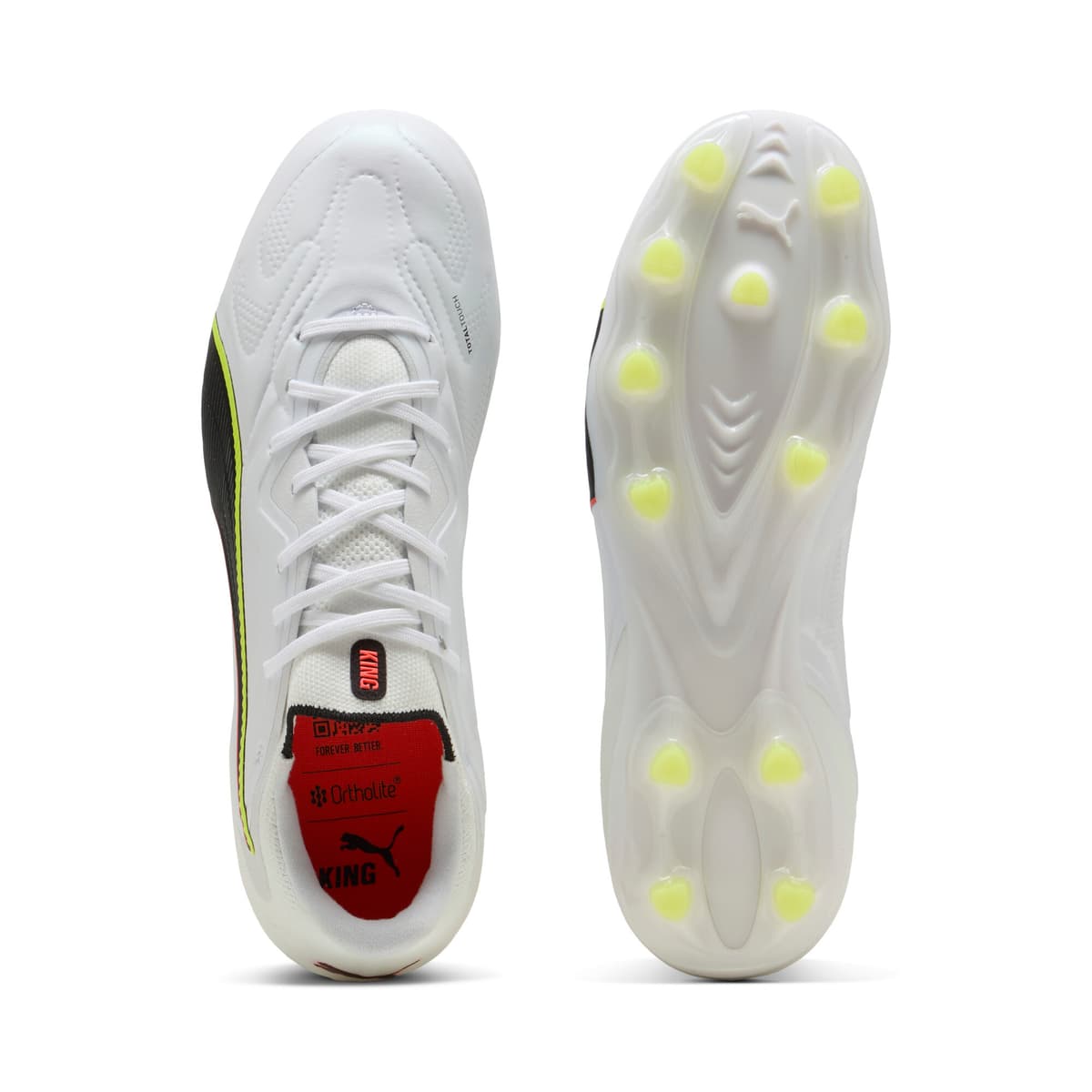 PUMA KING 20 PRO FG/AG uniseks voetbalschoenen, Rood/Geel/Wit, Maat 42,5 thumbnail 4